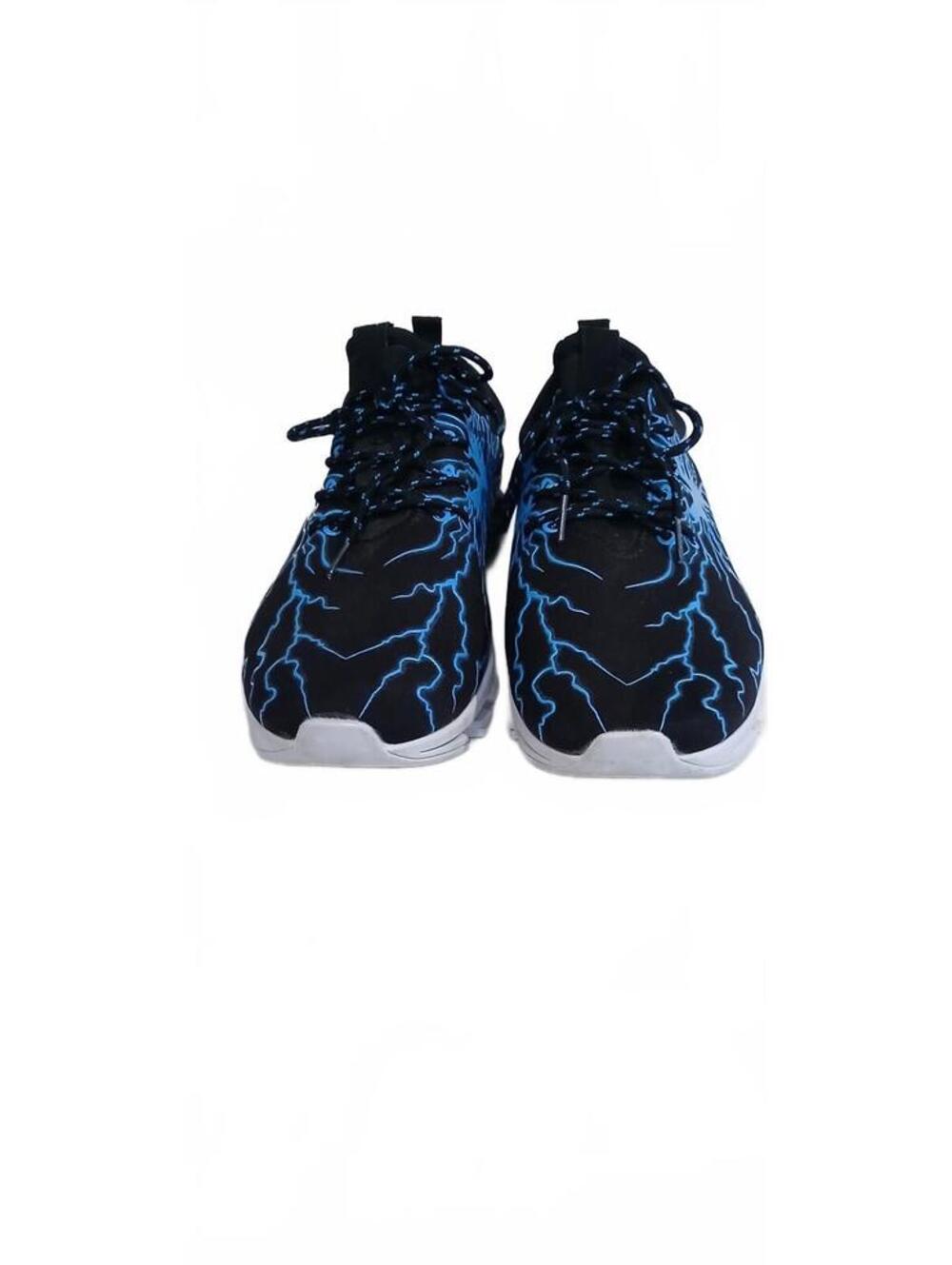 Bronax Black and Blue Lightning Pattern Athletic Sneakers Mens Sz 45 US Sz 11